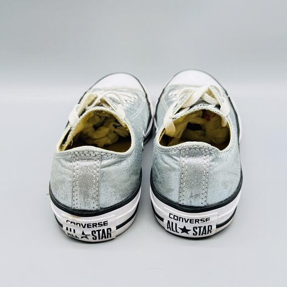 Converse Shoes Womens 7 Silver Blue Metallic Low Top Ox Chuck Taylor All Star - Picture 6 of 11